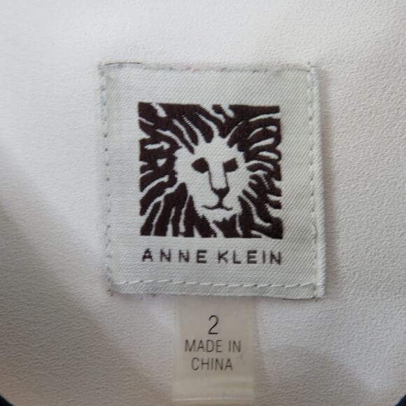 Anne Klein New York Bow Blouse Cream And Black Pussybow Blouse Size 2 - Picture 9 of 11